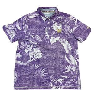 Tommy Bahama Washington Huskies Purple Tropical Floral Polo Shirt Mens Large L/G